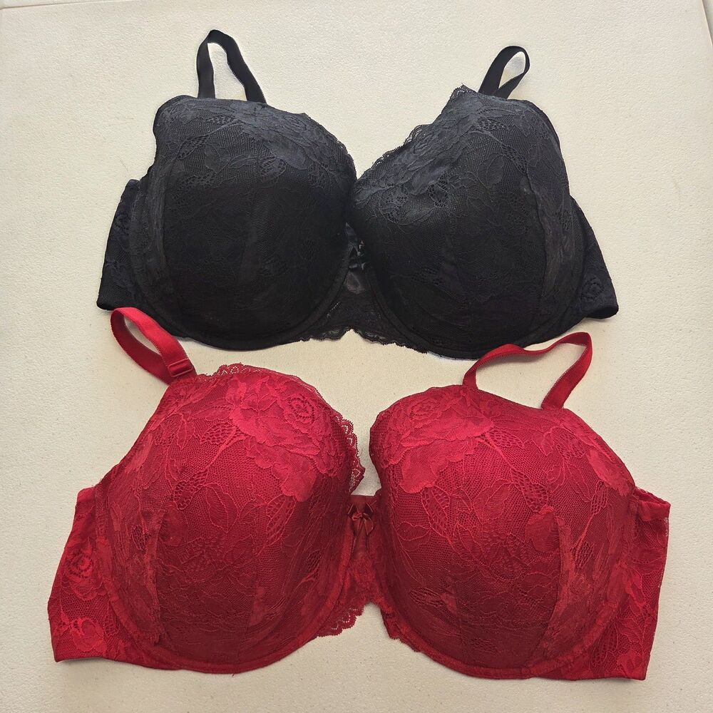 2 Torrid Curve 360 Back Smoothing Push Tshirt Bras 48DDD Floral Lace Underwire